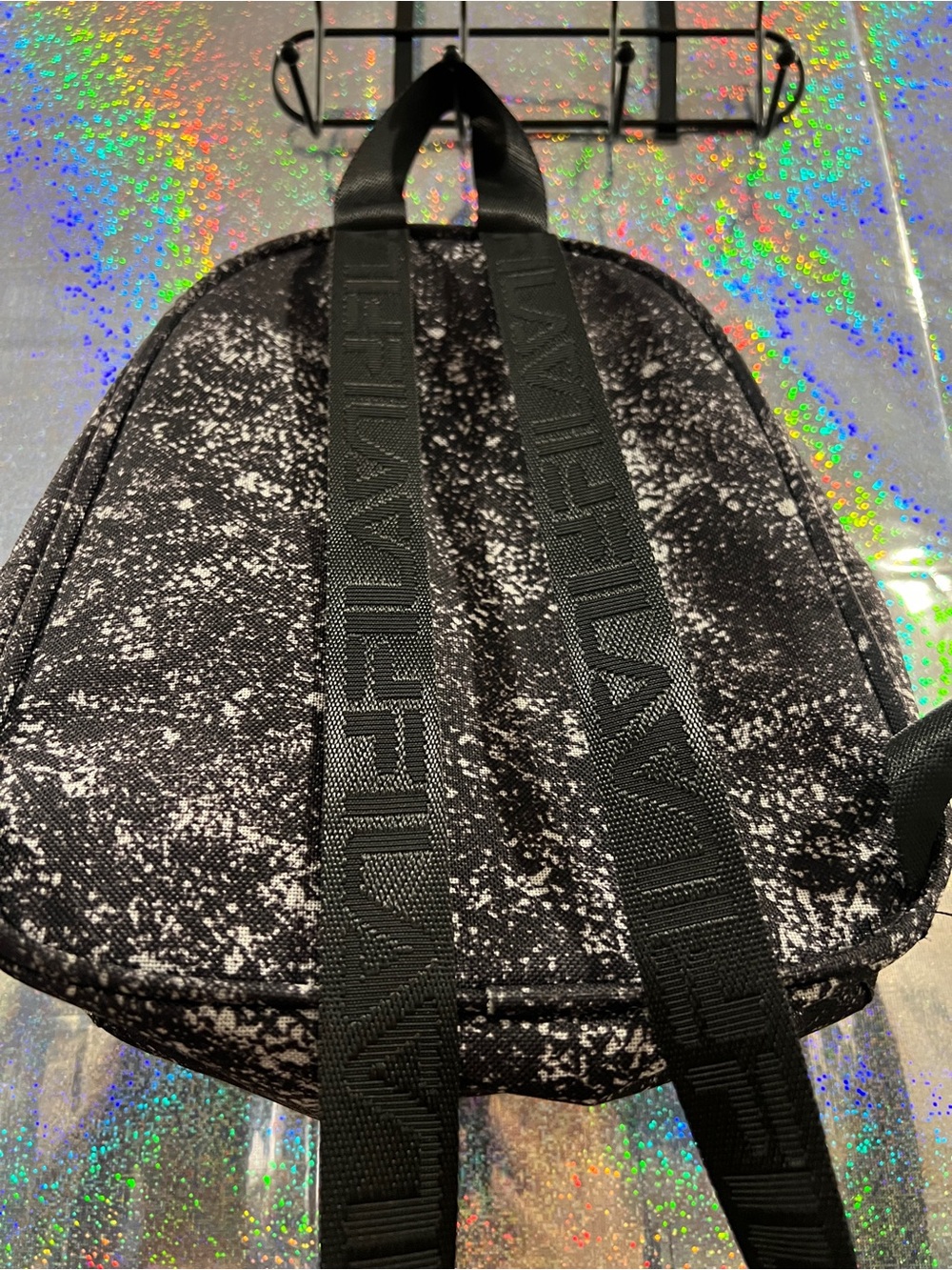 FILA Mini Backpack Black Splatter Print Small Travel Bag Adjustable Straps - Picture 3 of 8